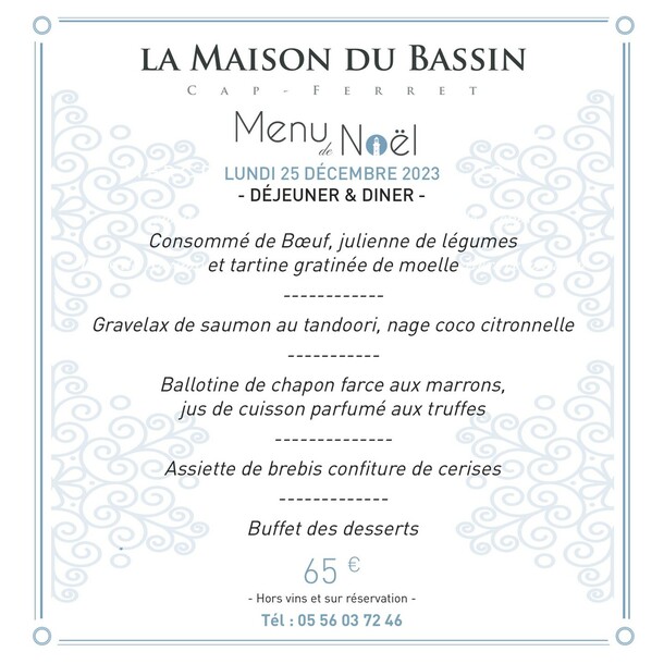 Menu de Noël - La Maison du Bassin 